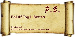 Polónyi Berta névjegykártya